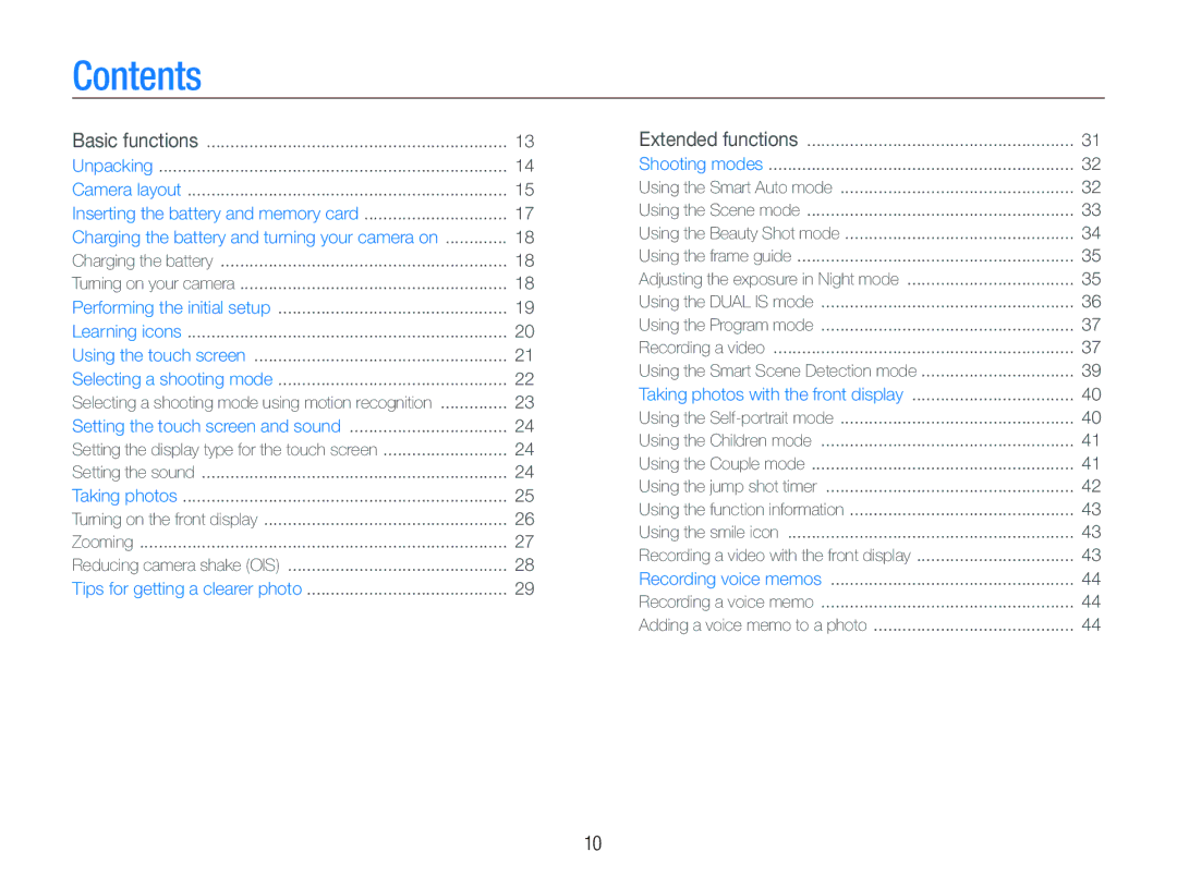 Samsung ST600 user manual Contents 