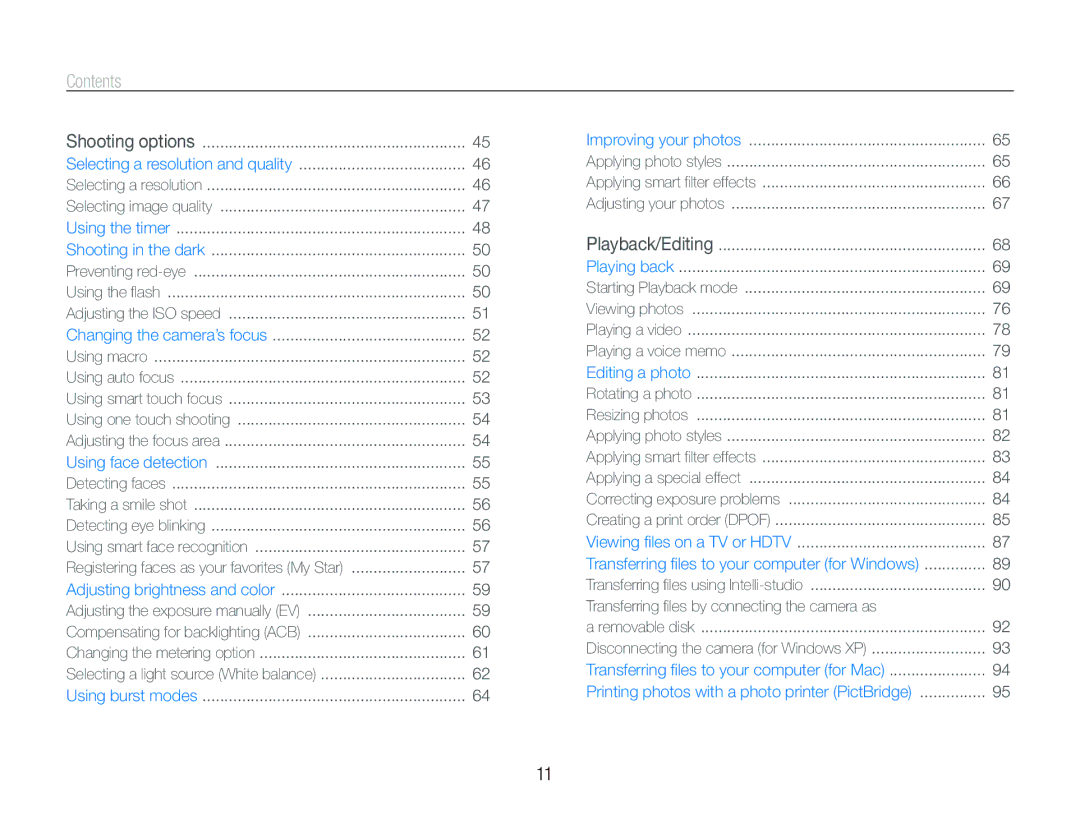 Samsung ST600 user manual Contents 