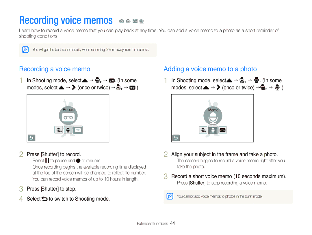 Samsung ST600 user manual Recording voice memos a p s d, Recording a voice memo, Adding a voice memo to a photo 