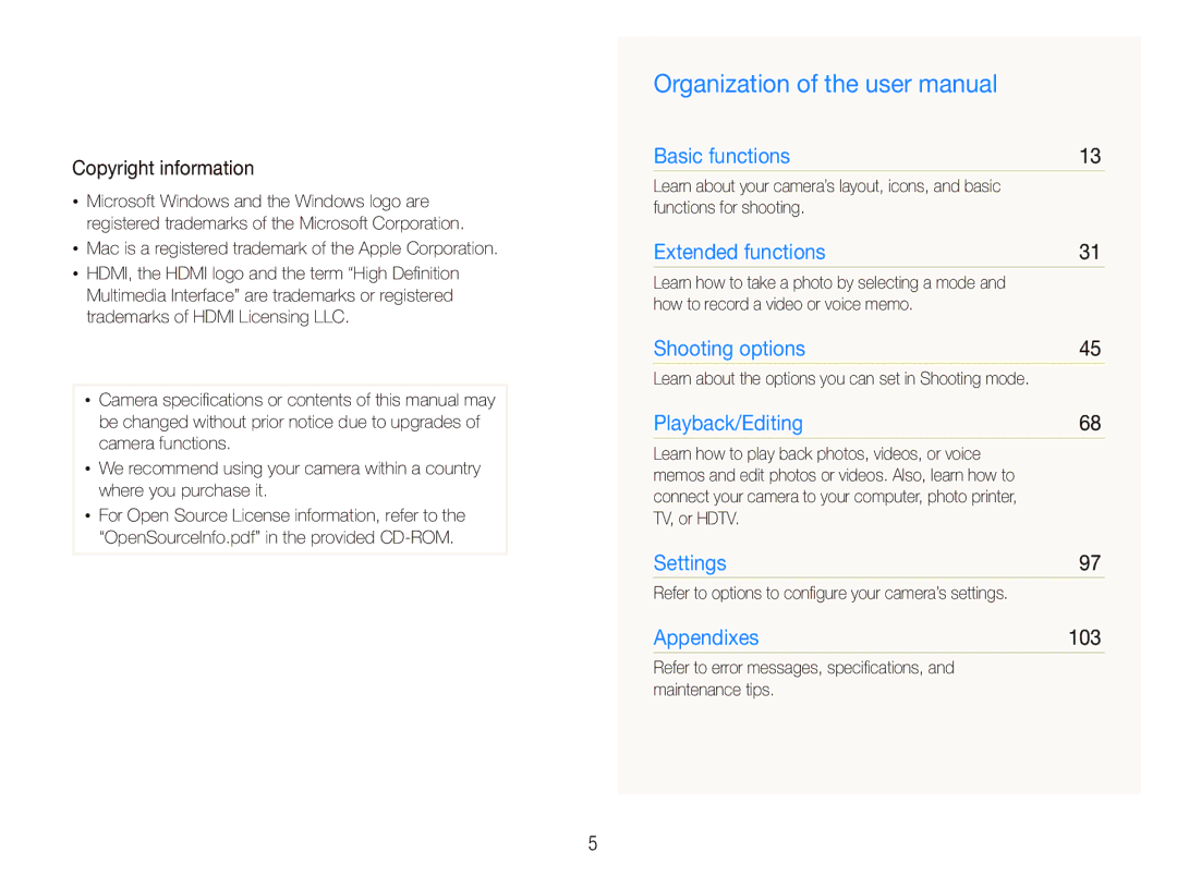 Samsung ST600 user manual Copyright information, 103 