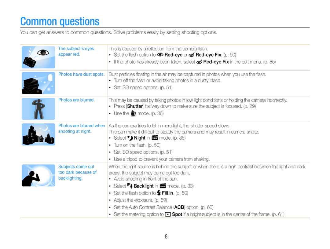 Samsung ST600 user manual Common questions 