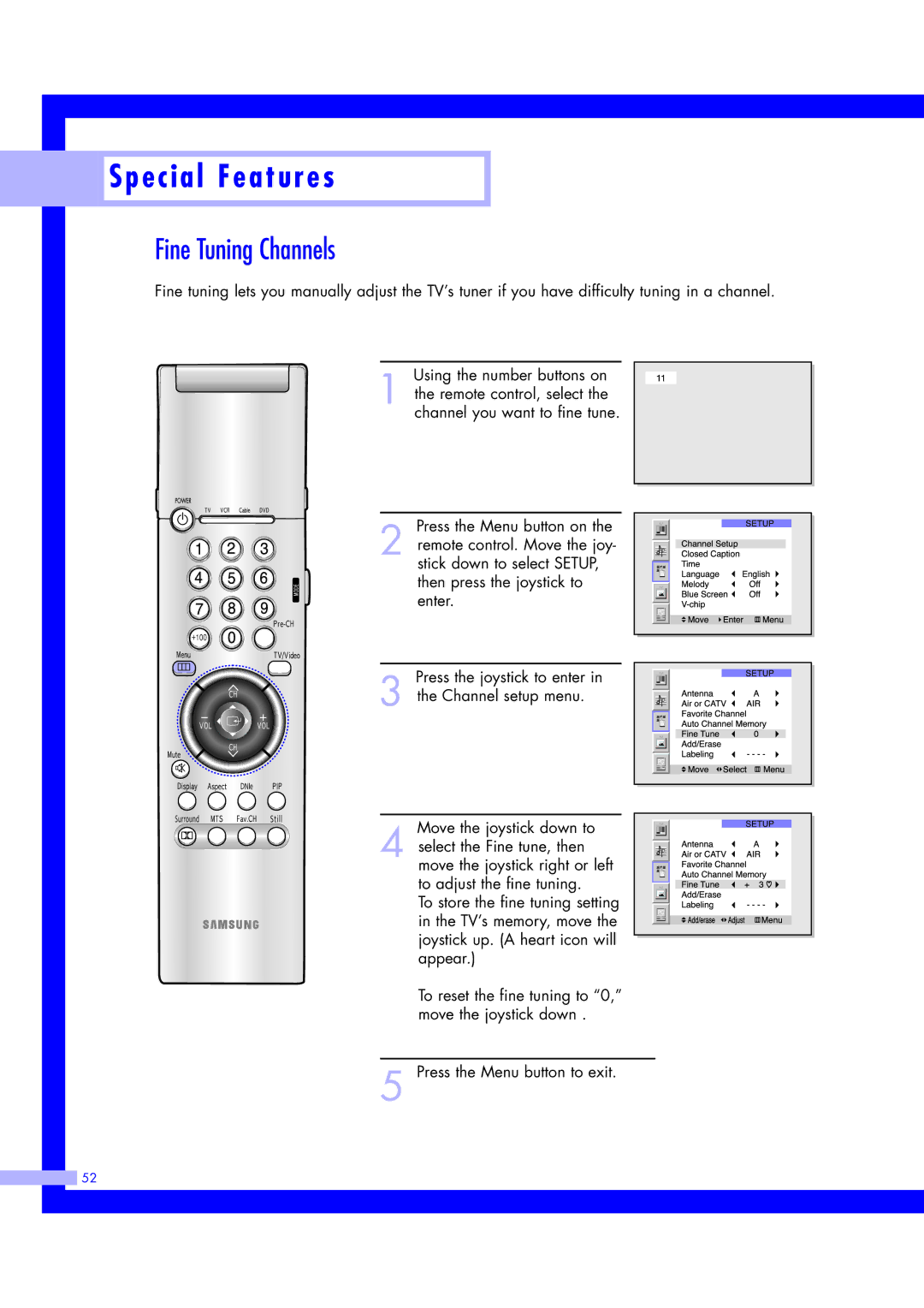 Samsung ST61L2HD, ST50L2HD instruction manual Fine Tuning Channels 