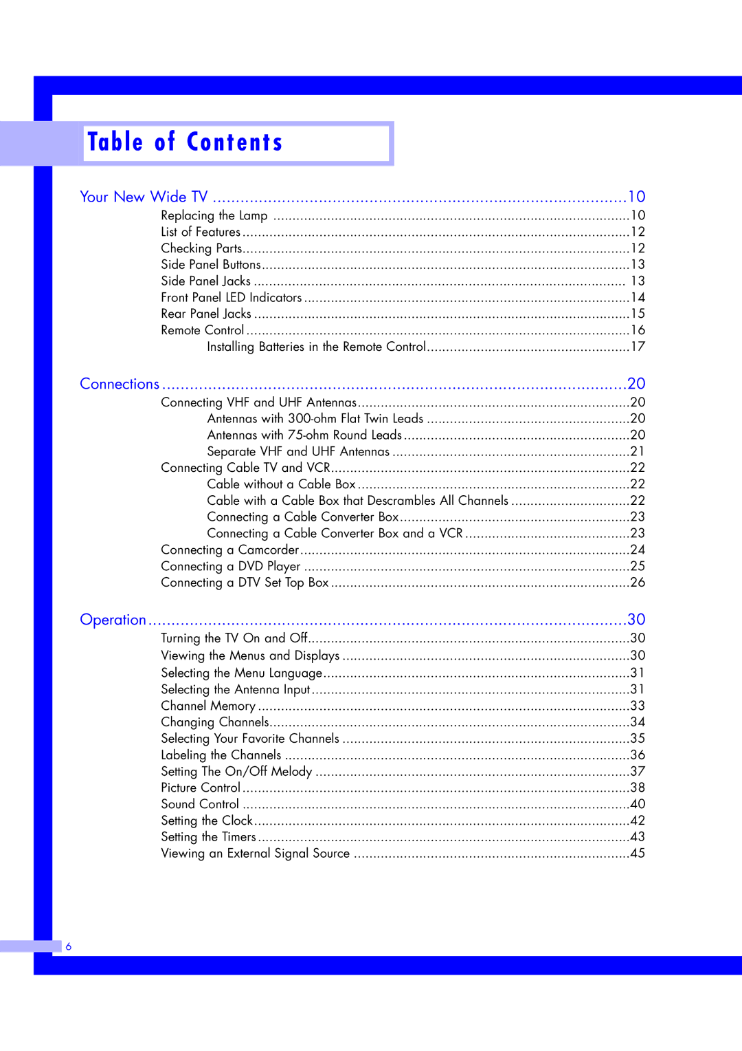 Samsung ST61L2HD, ST50L2HD instruction manual Table of Contents 