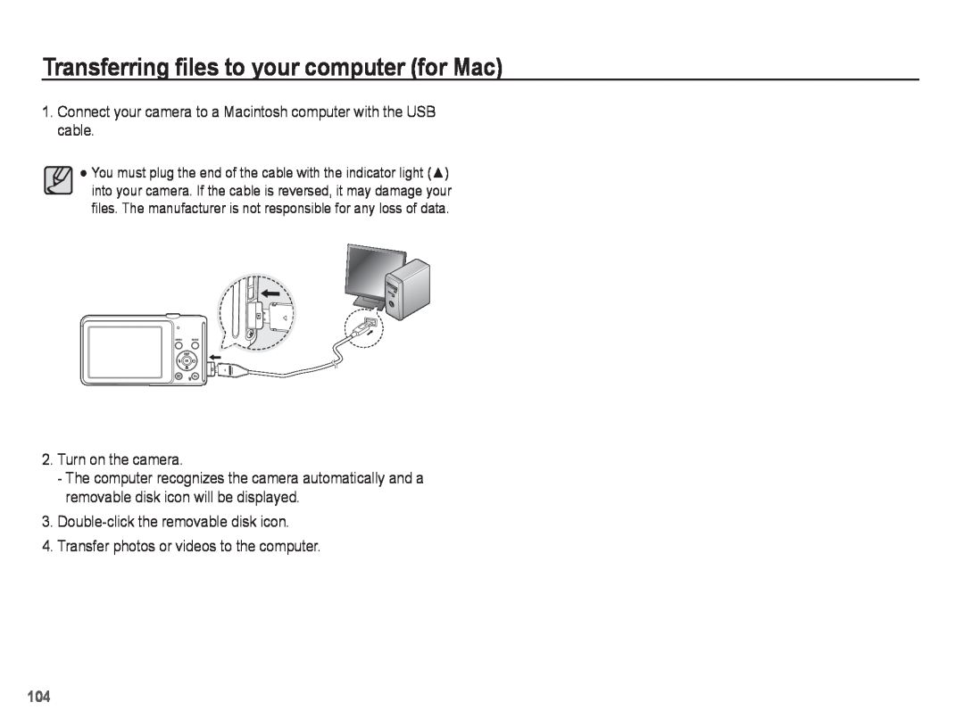 Samsung ST71, ST70 manual Transferring files to your computer for Mac 