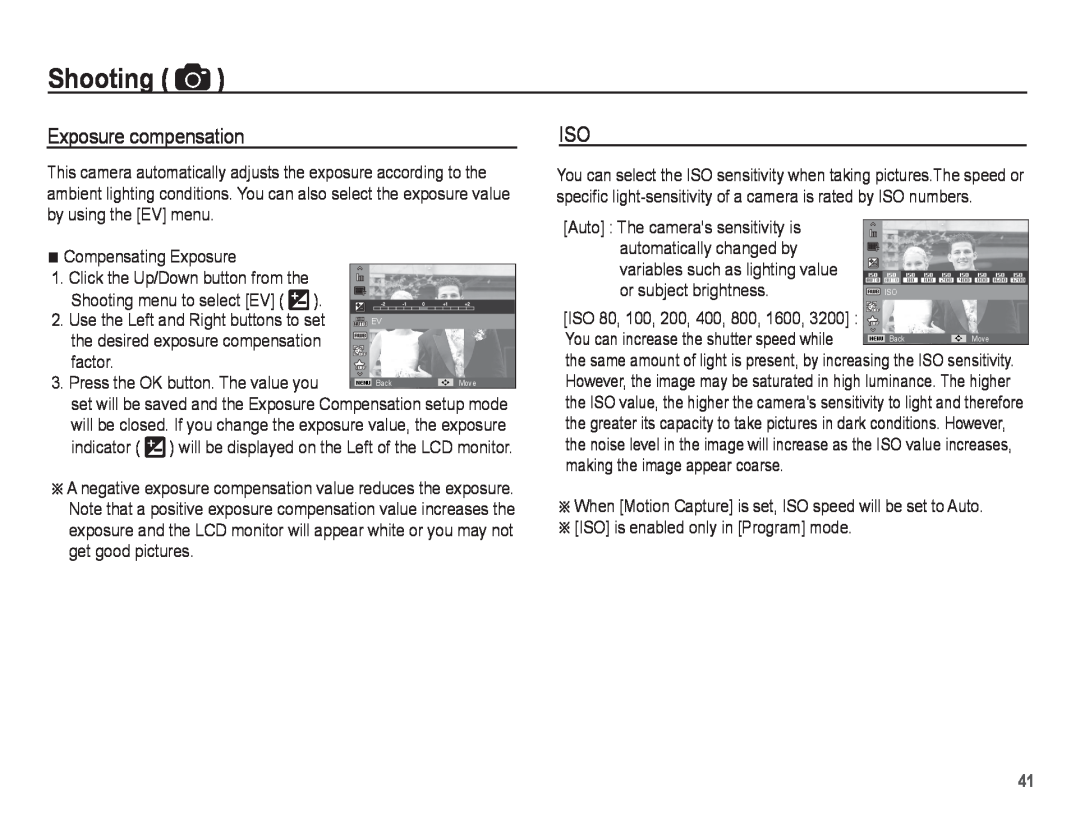 Samsung ST70, ST71 manual Exposure compensation, Shooting 