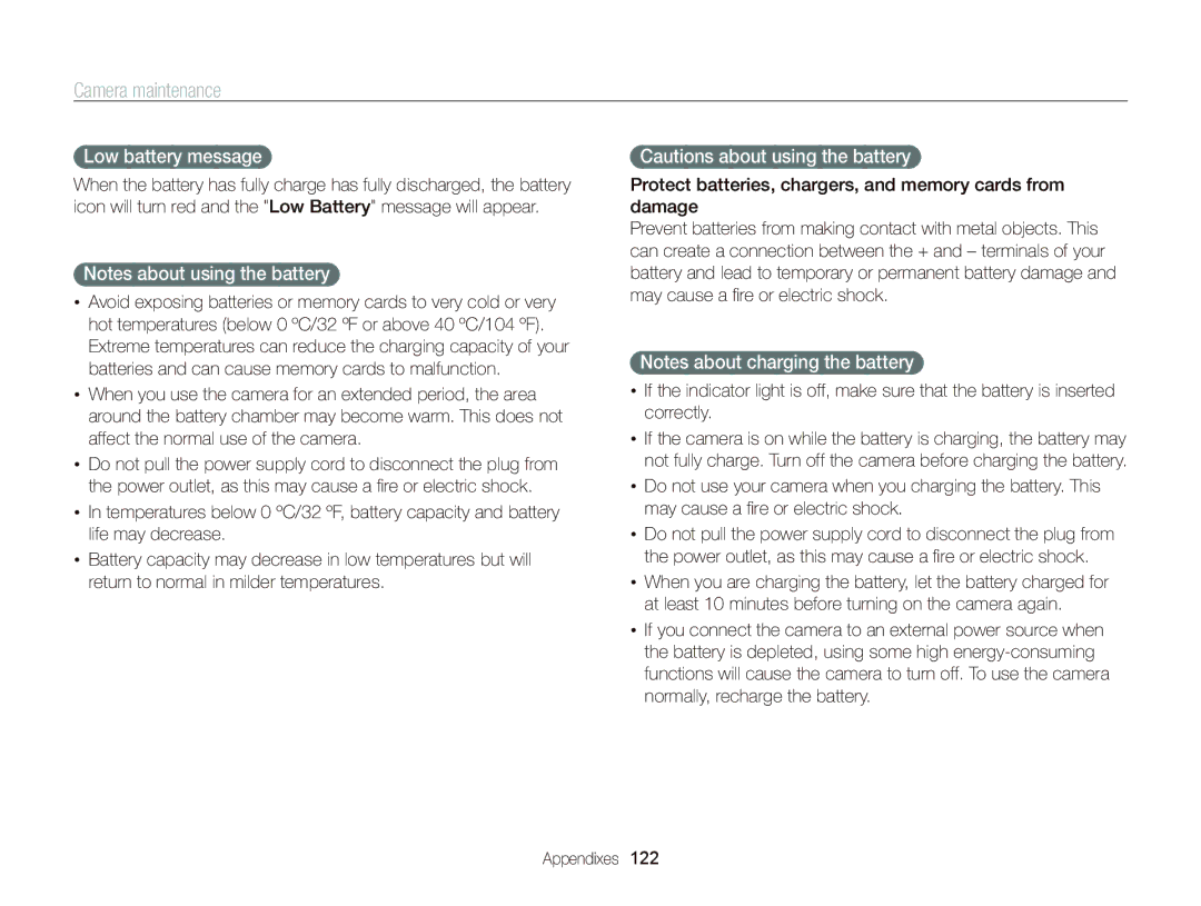 Samsung ST700 user manual Low battery message 