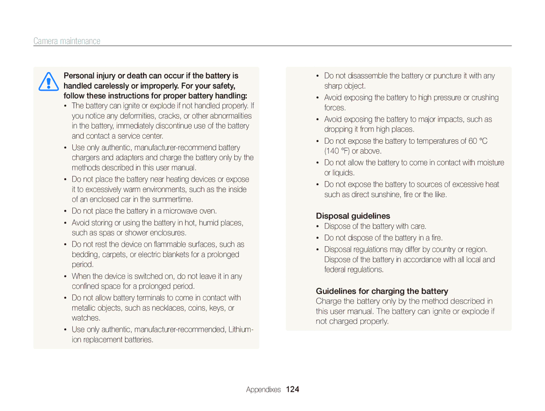 Samsung ST700 user manual Camera maintenance 