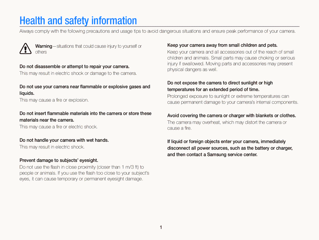 Samsung ST700 user manual Health and safety information 