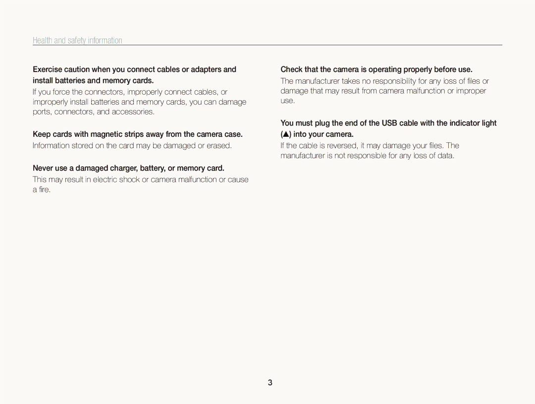 Samsung ST700 user manual Health and safety information 