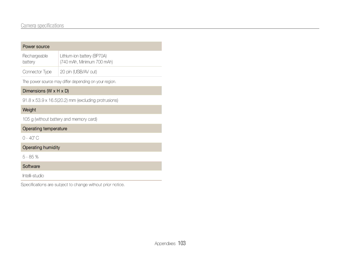 Samsung EC-ST90ZZBPUUS, EC-ST90ZZBPSUS user manual Pin USB/AV out 