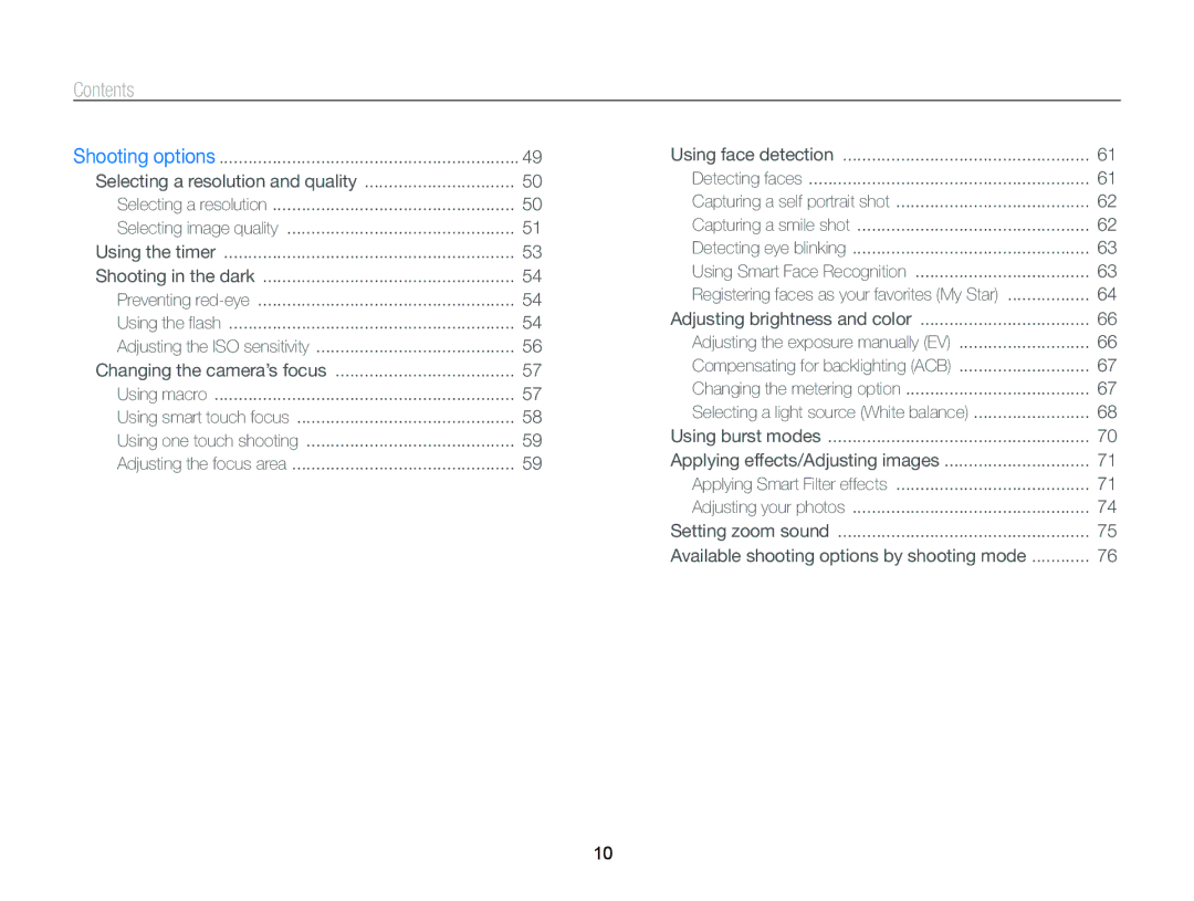 Samsung ST95 user manual Contents 