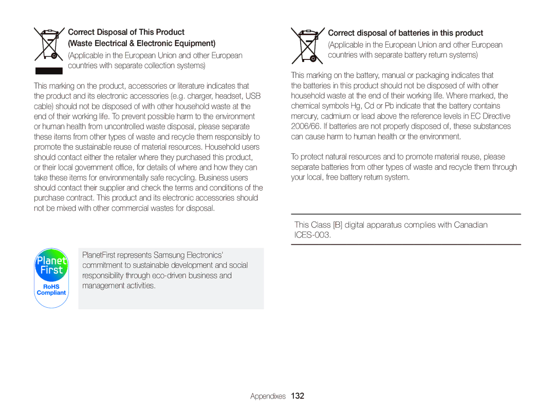 Samsung ST95 user manual Correct Disposal of This Product 