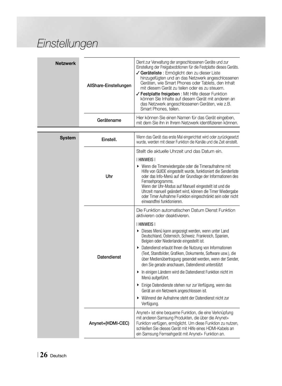 Samsung STB-E7500/EN manual  Geräteliste Ermöglicht den zu dieser Liste, Mit diesem Gerät zu teilen oder es zu steuern 