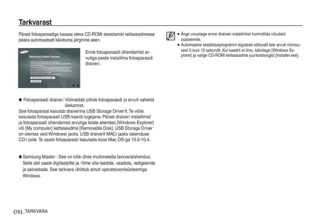 Samsung STC-S1050B manual Tarkvarast 