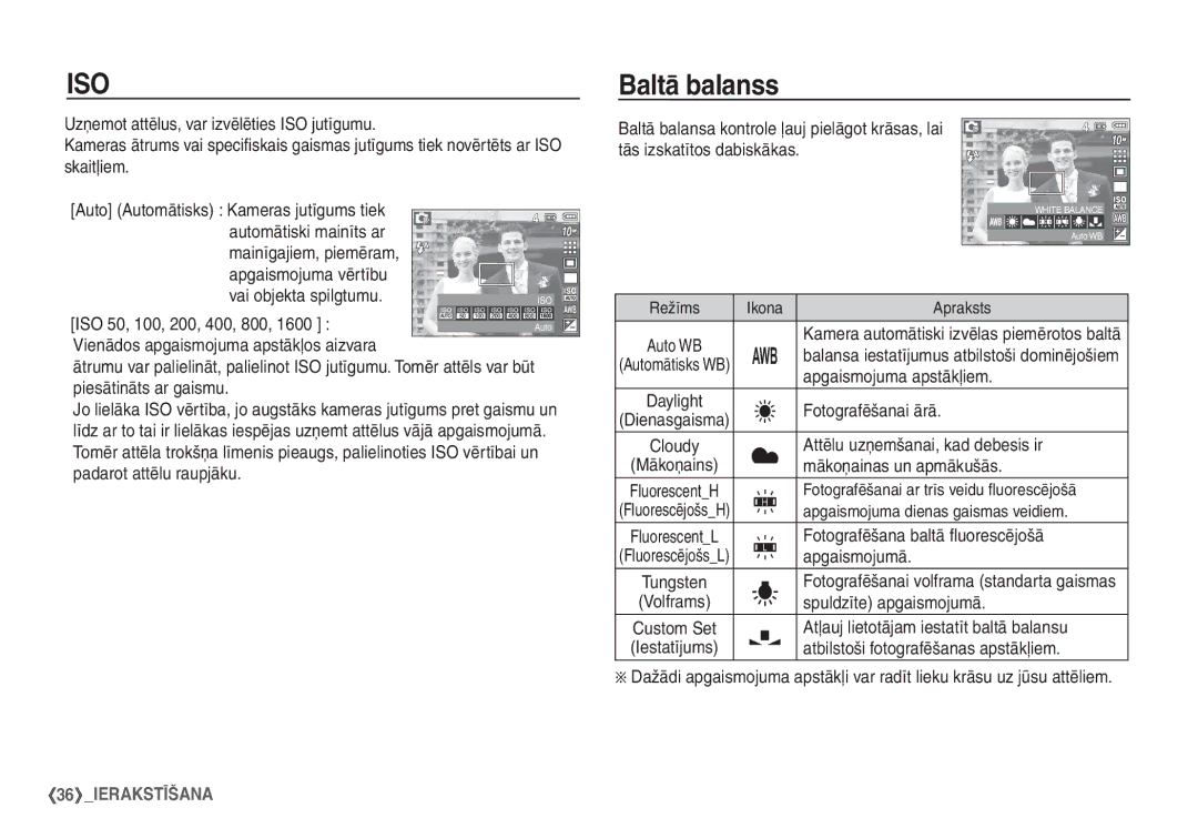 Samsung STC-S1050B manual Baltā balanss 