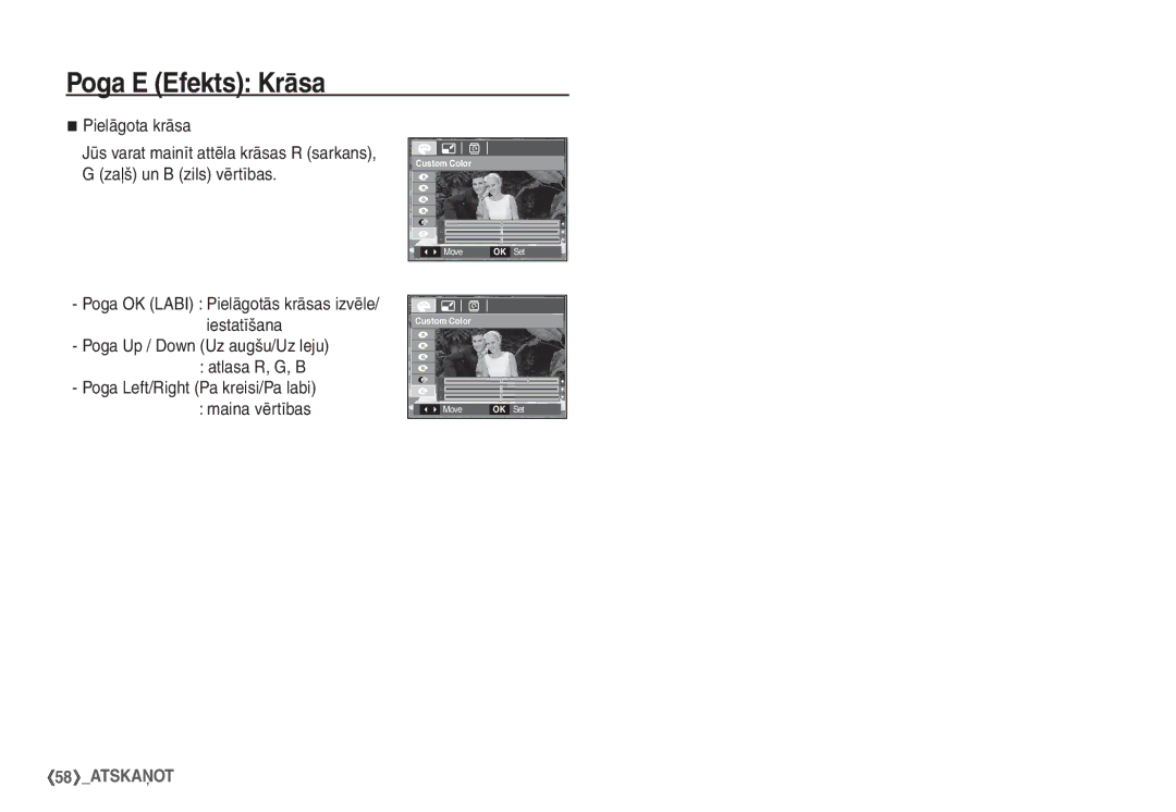 Samsung STC-S1050B manual Pielāgota krāsa 