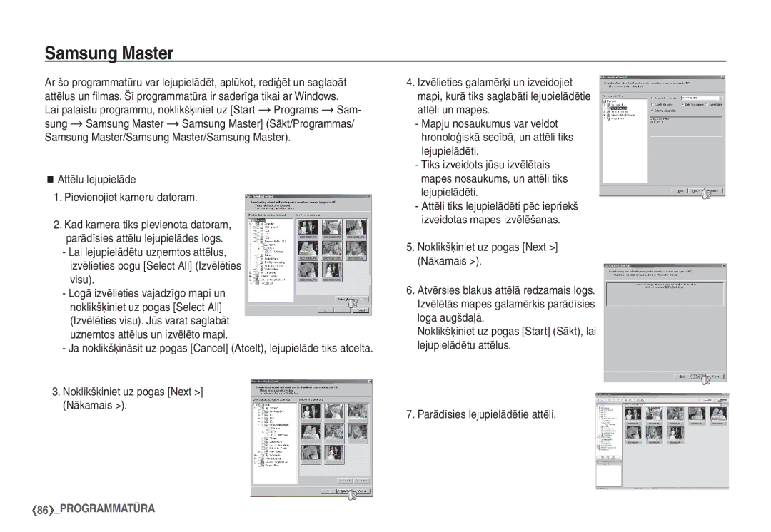 Samsung STC-S1050B manual Samsung Master, Lai palaistu programmu, noklikšķiniet uz Start Programs Sam, Visu 