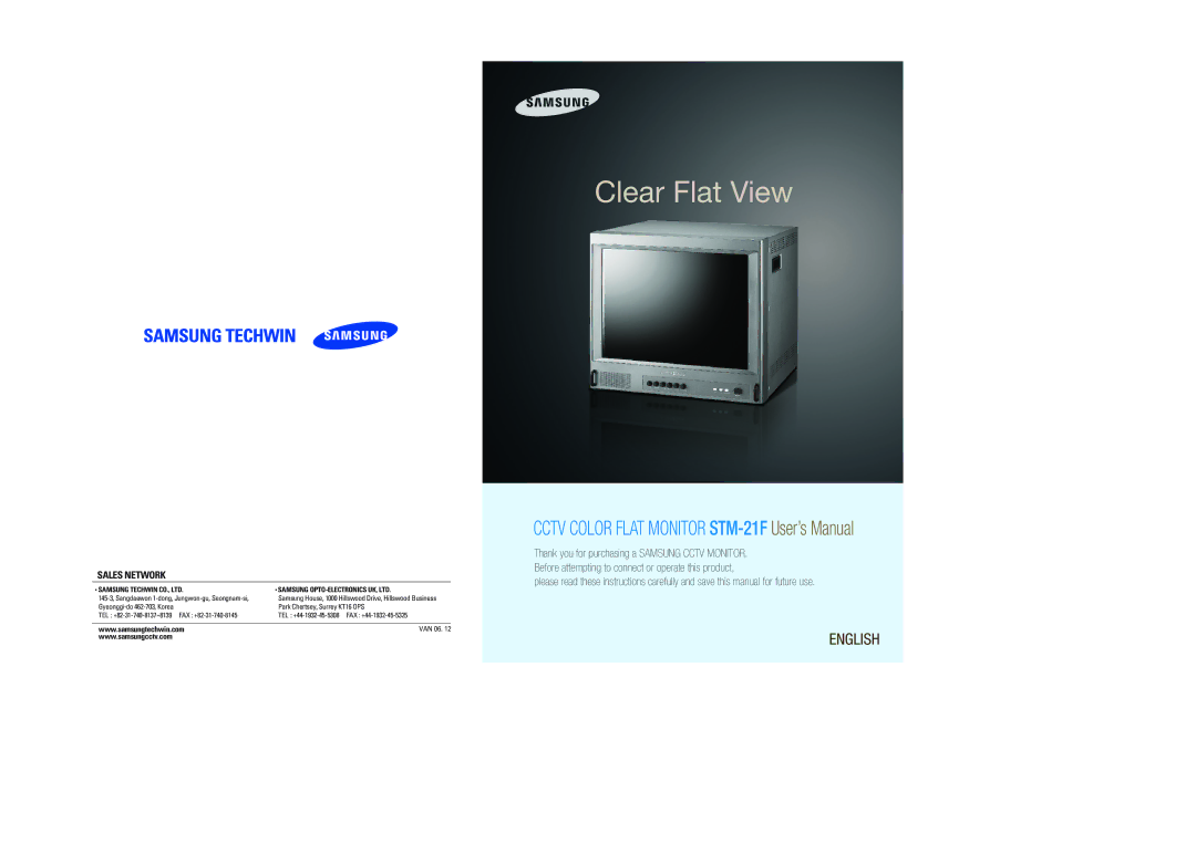 Samsung STM-21F user manual Clear Flat View, Sales Network 