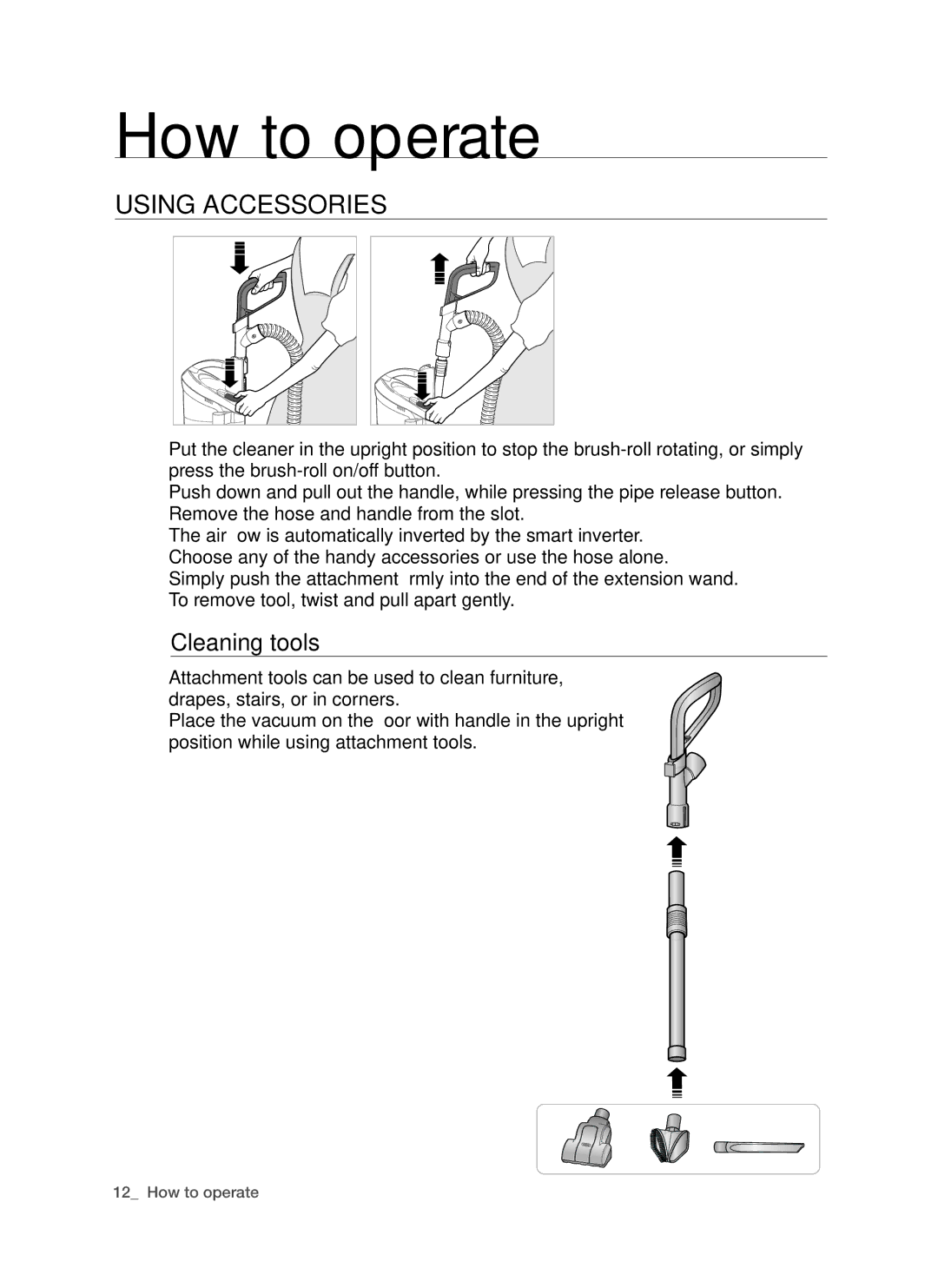 Samsung SU9380, DJ68-00264B user manual USINg AccESSORIES, Cleaning tools 