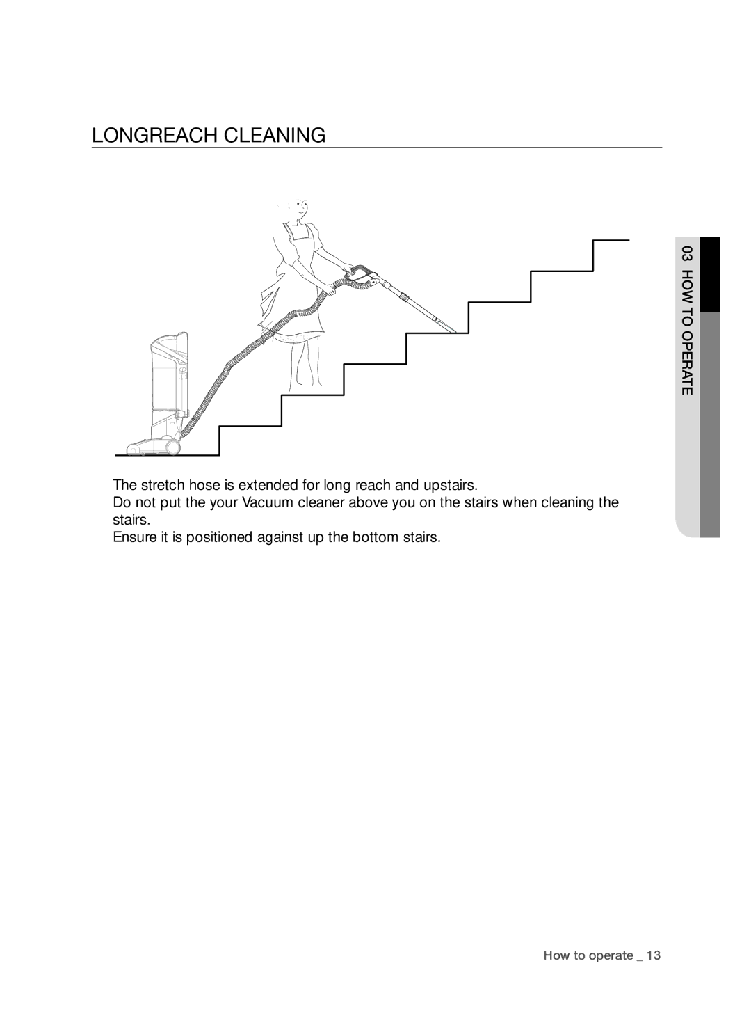 Samsung DJ68-00264B, SU9380 user manual Longreach cleaning 