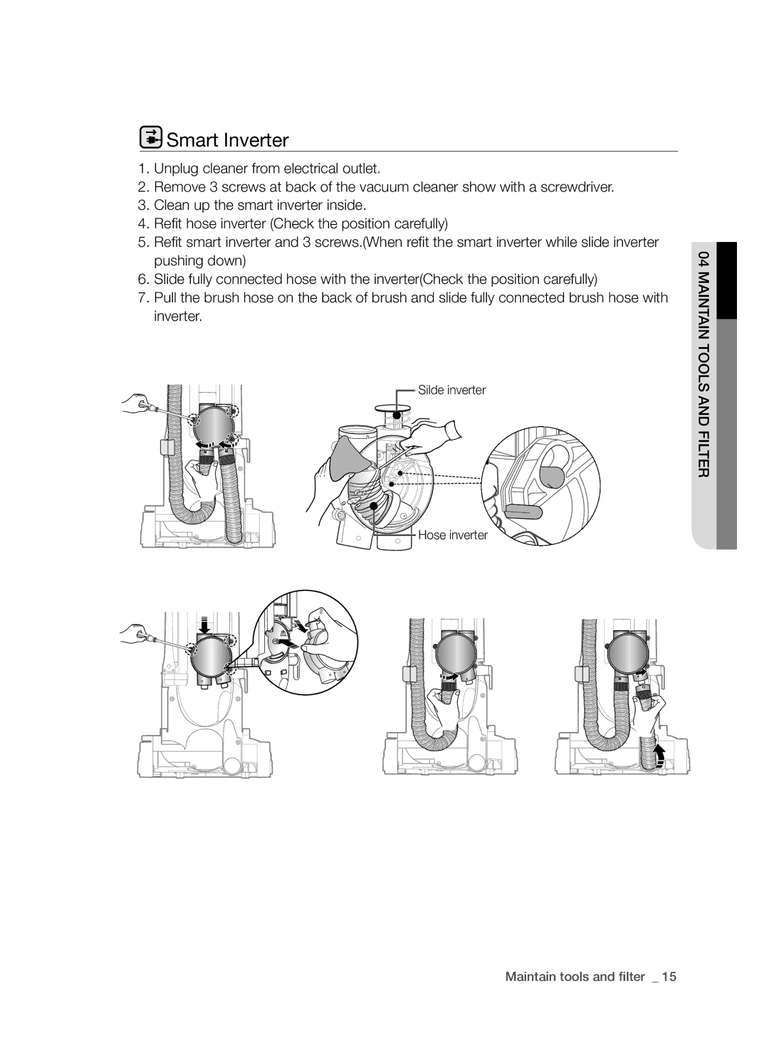 Samsung DJ68-00264B, SU9380 user manual Smart Inverter, Maintain TOOlS ANd FIlTER 