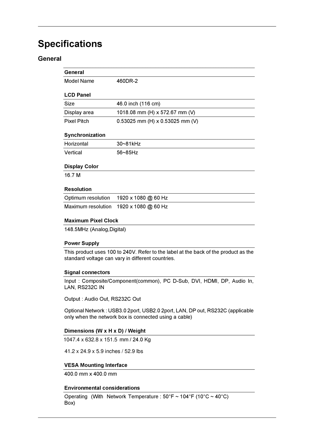 Samsung SUR40, 460DR-2, NP200A5BA03US, TC190-2/4 user manual General 