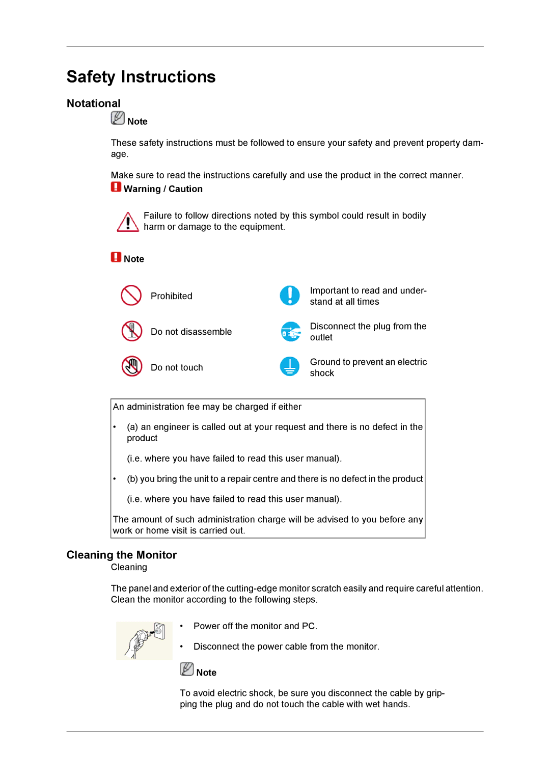 Samsung NP200A5BA03US, SUR40, 460DR-2, TC190-2/4 user manual Notational, Cleaning the Monitor 