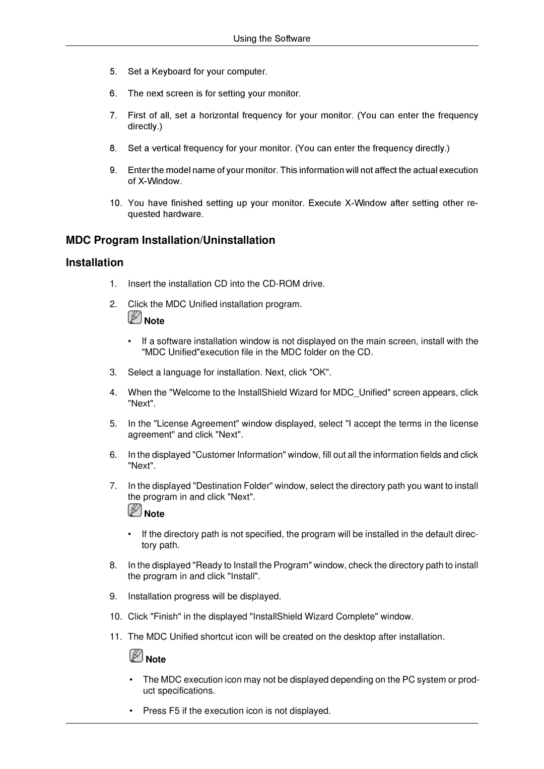 Samsung TC190-2/4, SUR40, 460DR-2, NP200A5BA03US user manual MDC Program Installation/Uninstallation 