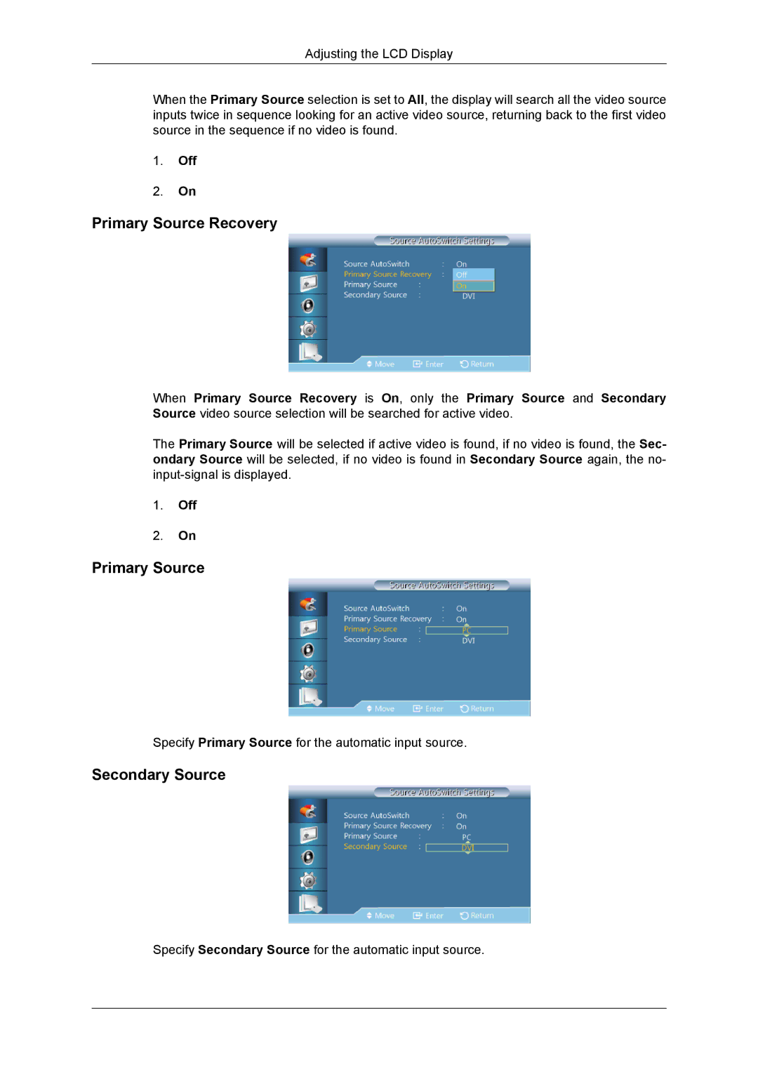 Samsung SUR40, 460DR-2, NP200A5BA03US, TC190-2/4 user manual Primary Source Recovery, Secondary Source 