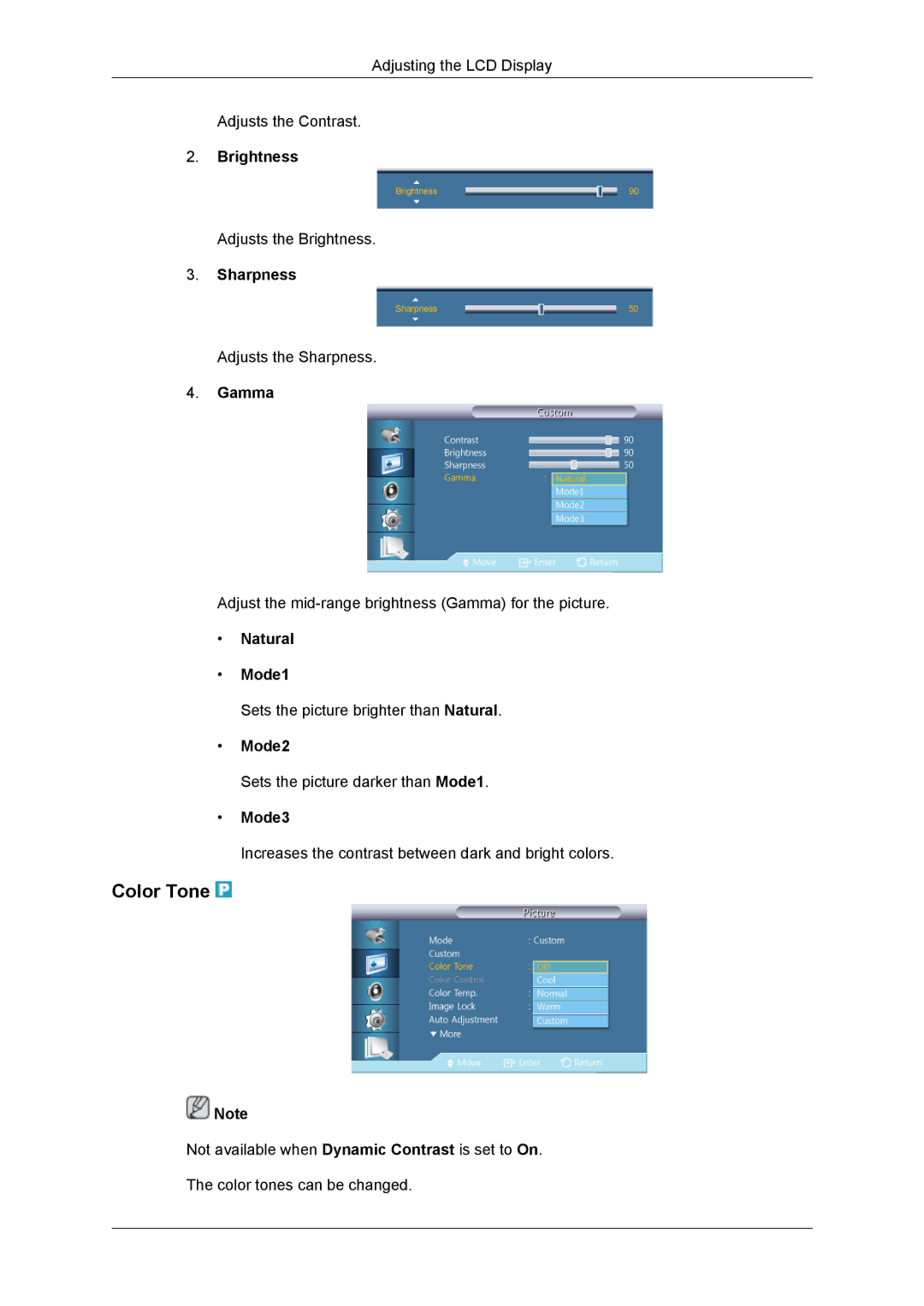 Samsung NP200A5BA03US, SUR40, 460DR-2, TC190-2/4 user manual Color Tone 