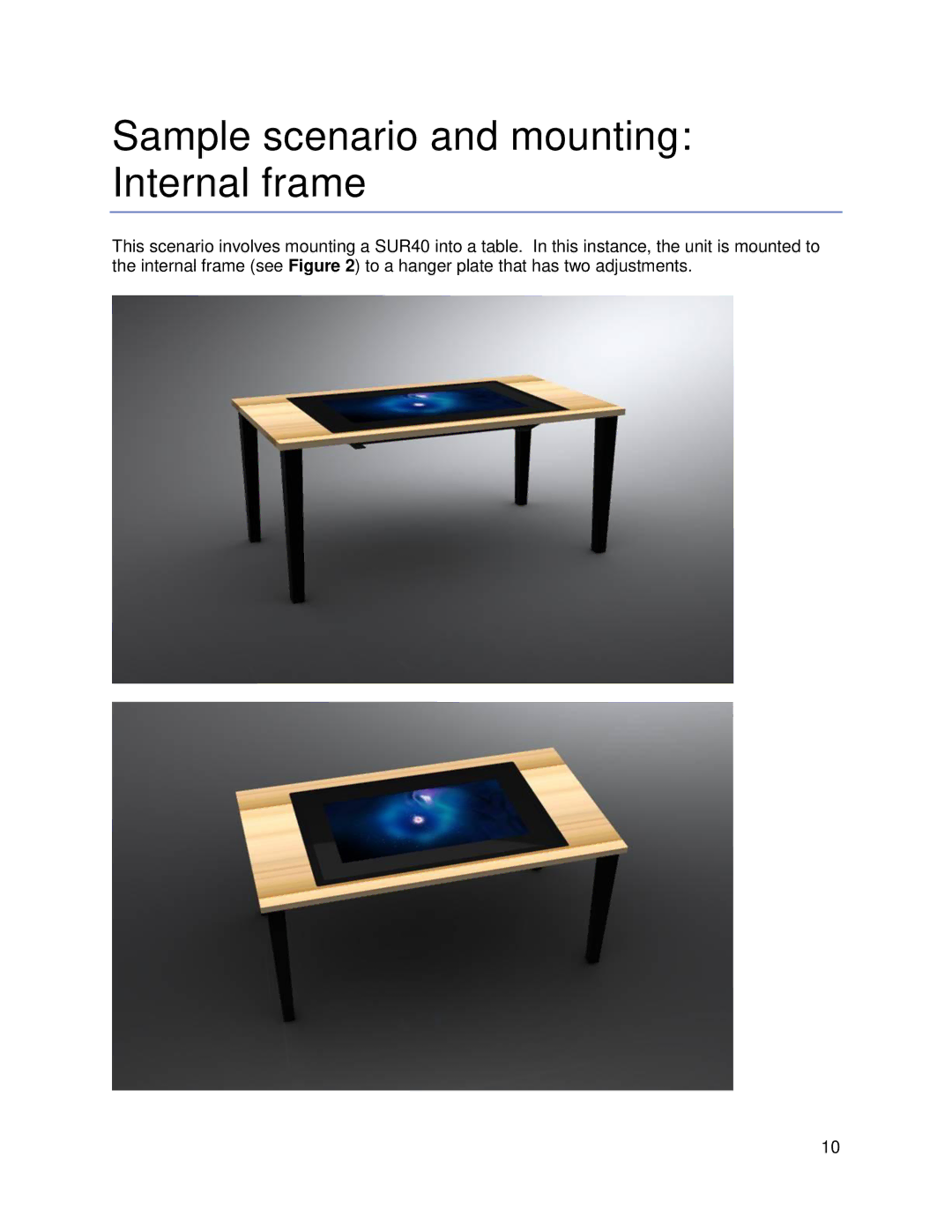 Samsung SUR40 manual Sample scenario and mounting Internal frame 