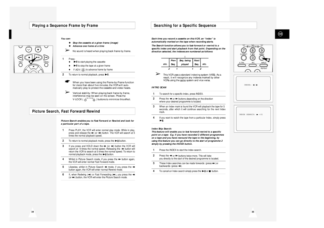 Samsung SV-643B, SV-645B instruction manual Picture Search, Fast Forward/Rewind 