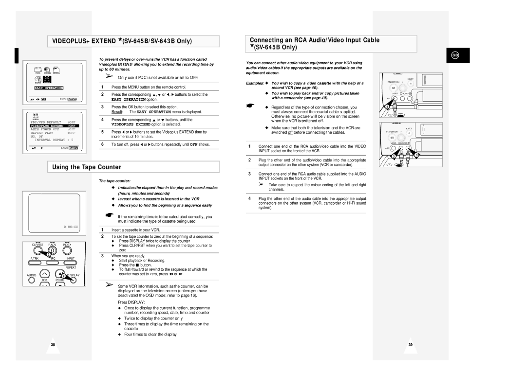 Samsung SV-643B, SV-645B instruction manual Using the Tape Counter, Only use if PDC is not available or set to OFF 