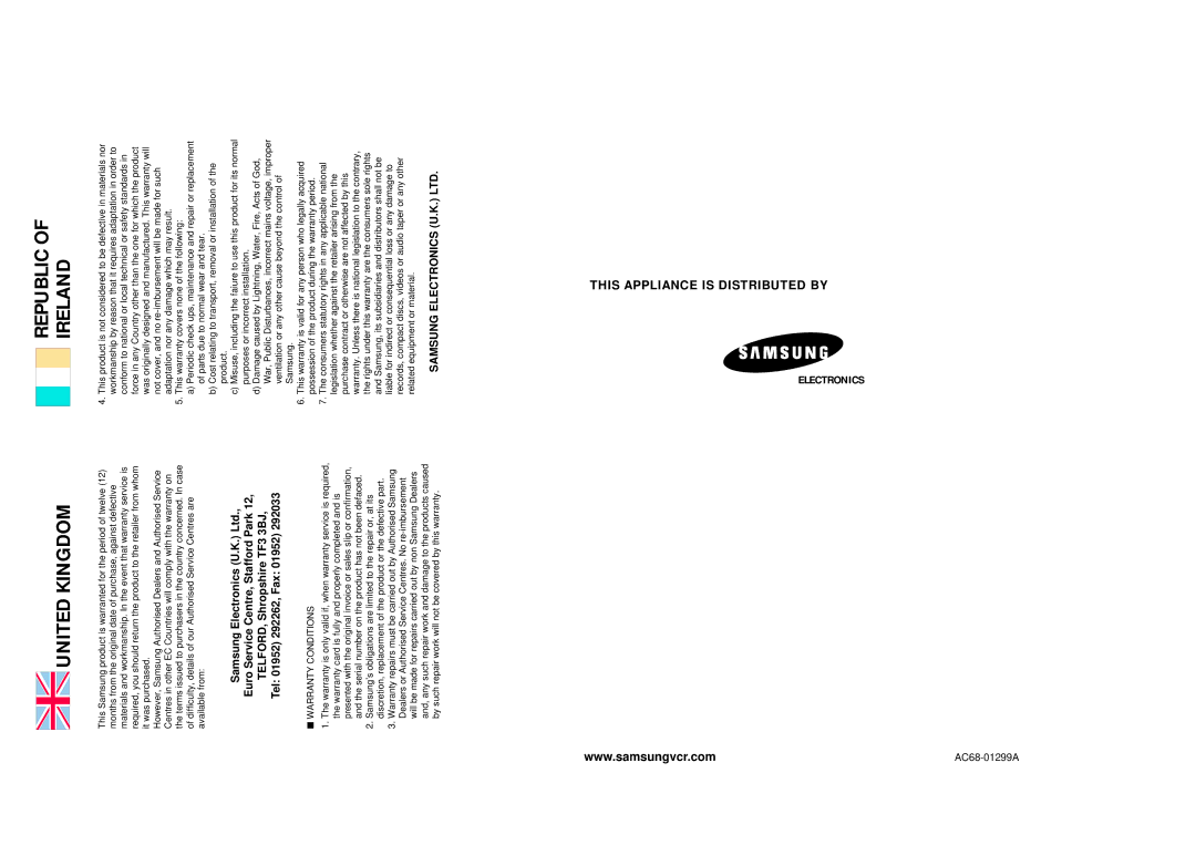 Samsung SV-643B, SV-645B instruction manual United Kingdom 