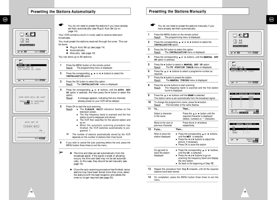 Samsung SV-261B, SV-661I, SV-265B, SV-662B, SV-661B, SV-261I, SV-665B, SV-262B instruction manual 11 To...Then, If you Then 