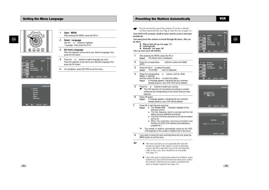 Samsung SV-DVD540 instruction manual Open Menu, Select Language, Set menu Language 