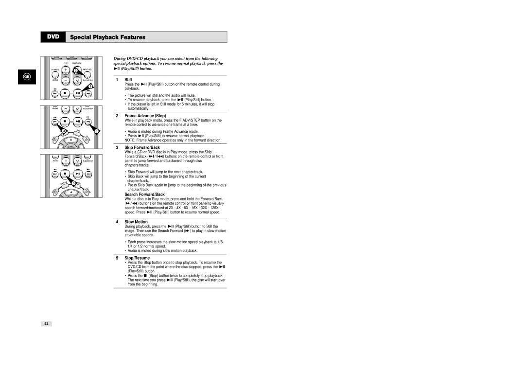 Samsung SV-DVD540 instruction manual Special Playback Features 