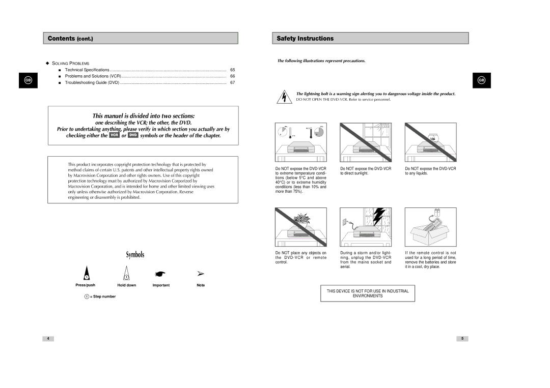 Samsung SV-DVD540 instruction manual This manuel is divided into two sections, Safety Instructions 