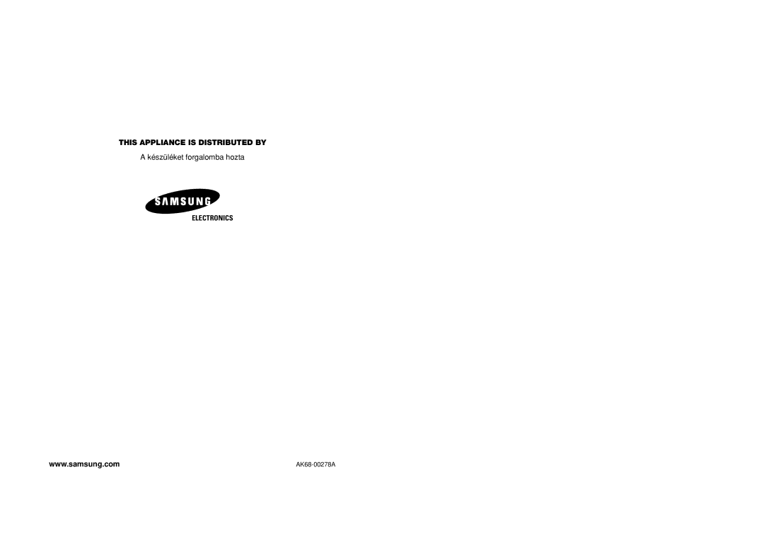 Samsung SV-DVD540 instruction manual This Appliance is Distributed by 