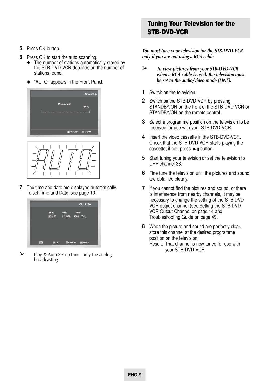 Samsung SV-DVD54T instruction manual Tuning Your Television for, Switch on the television 