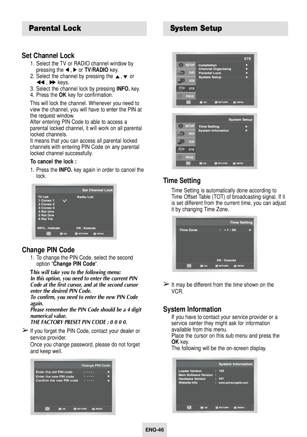 Samsung SV-DVD54T Parental Lock System Setup, To cancel the lock, Press the INFO. key again in order to cancel the lock 