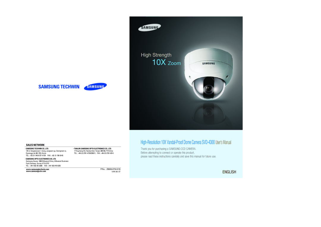 Samsung SVD-4300 user manual 10X Zoom 