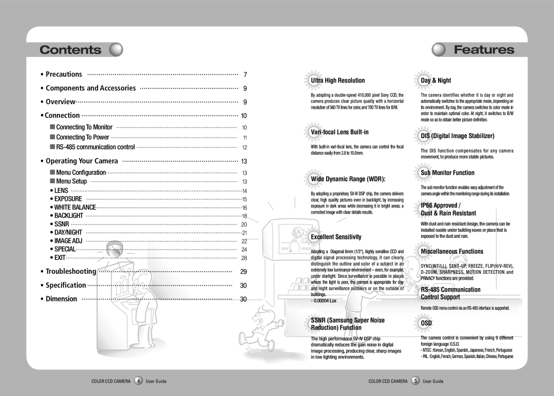 Samsung SVD-4600 manual Contents, Features 