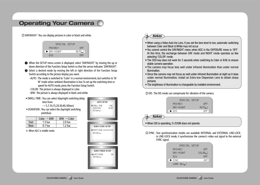 Samsung SVD-4700 manual ※ When AGC is middle mode, Special Setup Privacy, Sync 