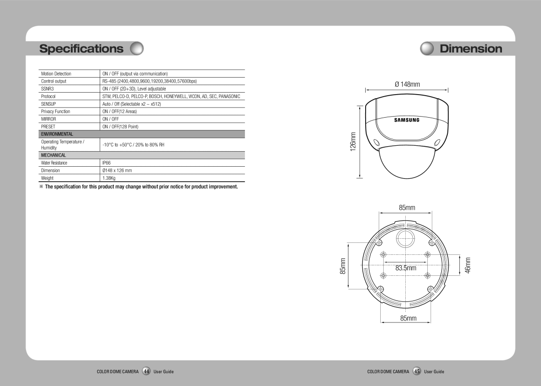 Samsung SVD-4700 manual Dimension, SSNR3 