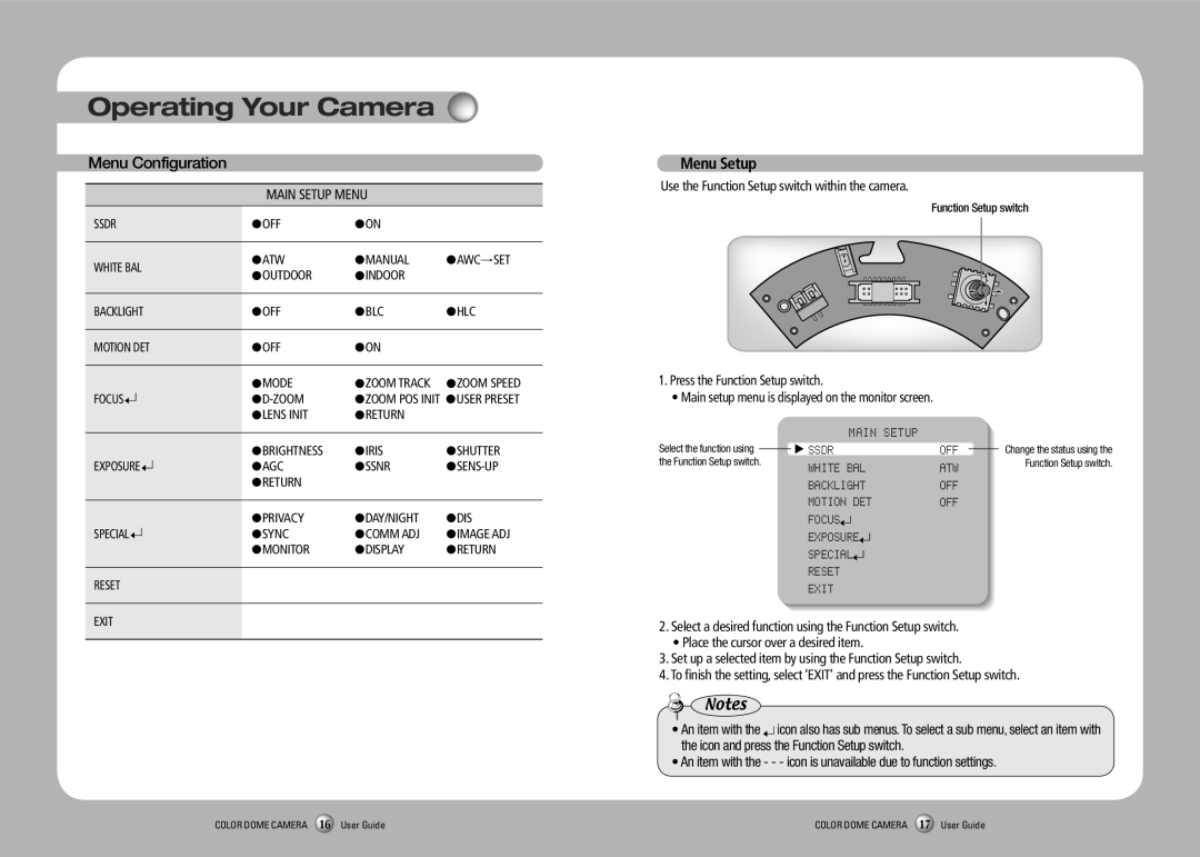 Samsung SVD-4700 manual Operating Your Camera 