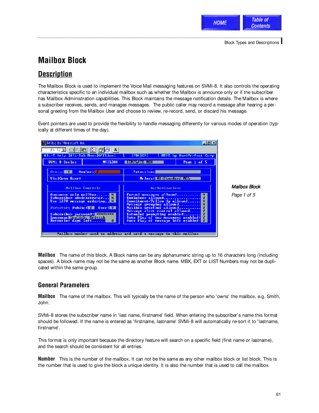 Samsung SVMi-8 technical manual Mailbox Block 