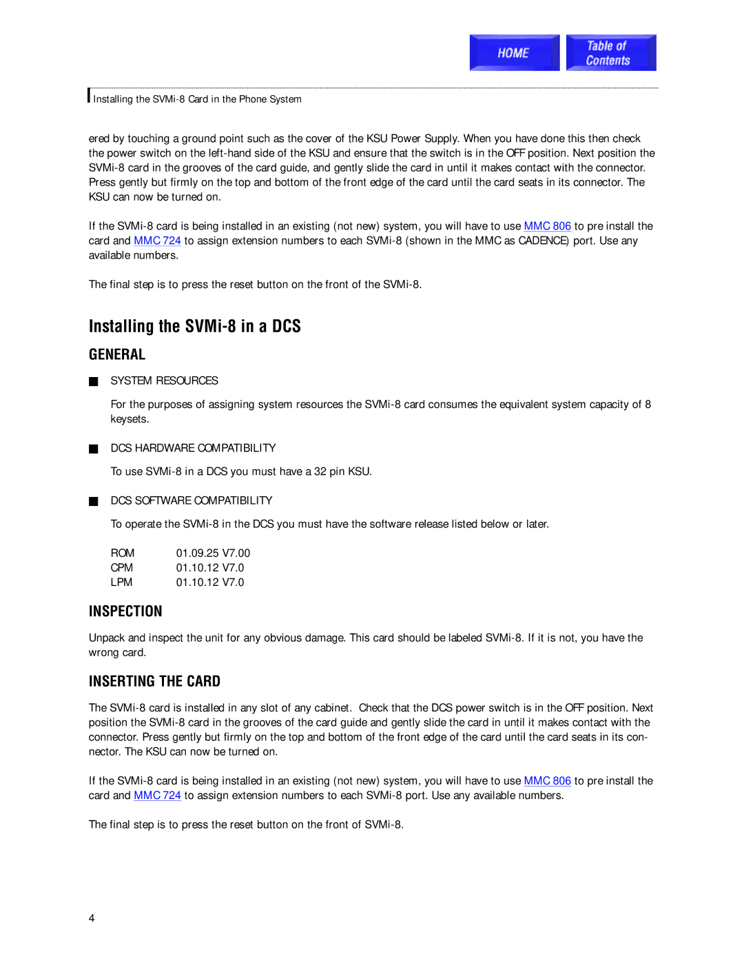 Samsung technical manual Installing the SVMi-8 in a DCS 