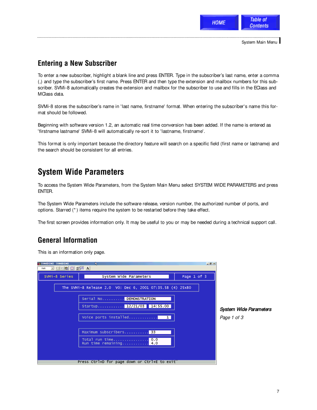 Samsung SVMi-8 technical manual System Wide Parameters, Entering a New Subscriber, General Information 