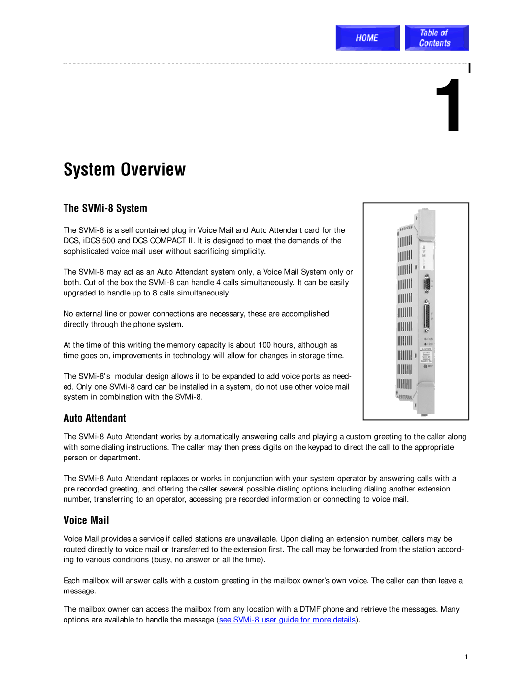 Samsung technical manual System Overview, SVMi-8 System, Auto Attendant, Voice Mail 